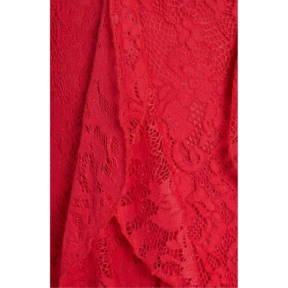 AFRM Women’s Ingrid Red Lace Ruffle Midi Dress Plunge V-Neck Size XS - Picture 14 of 16